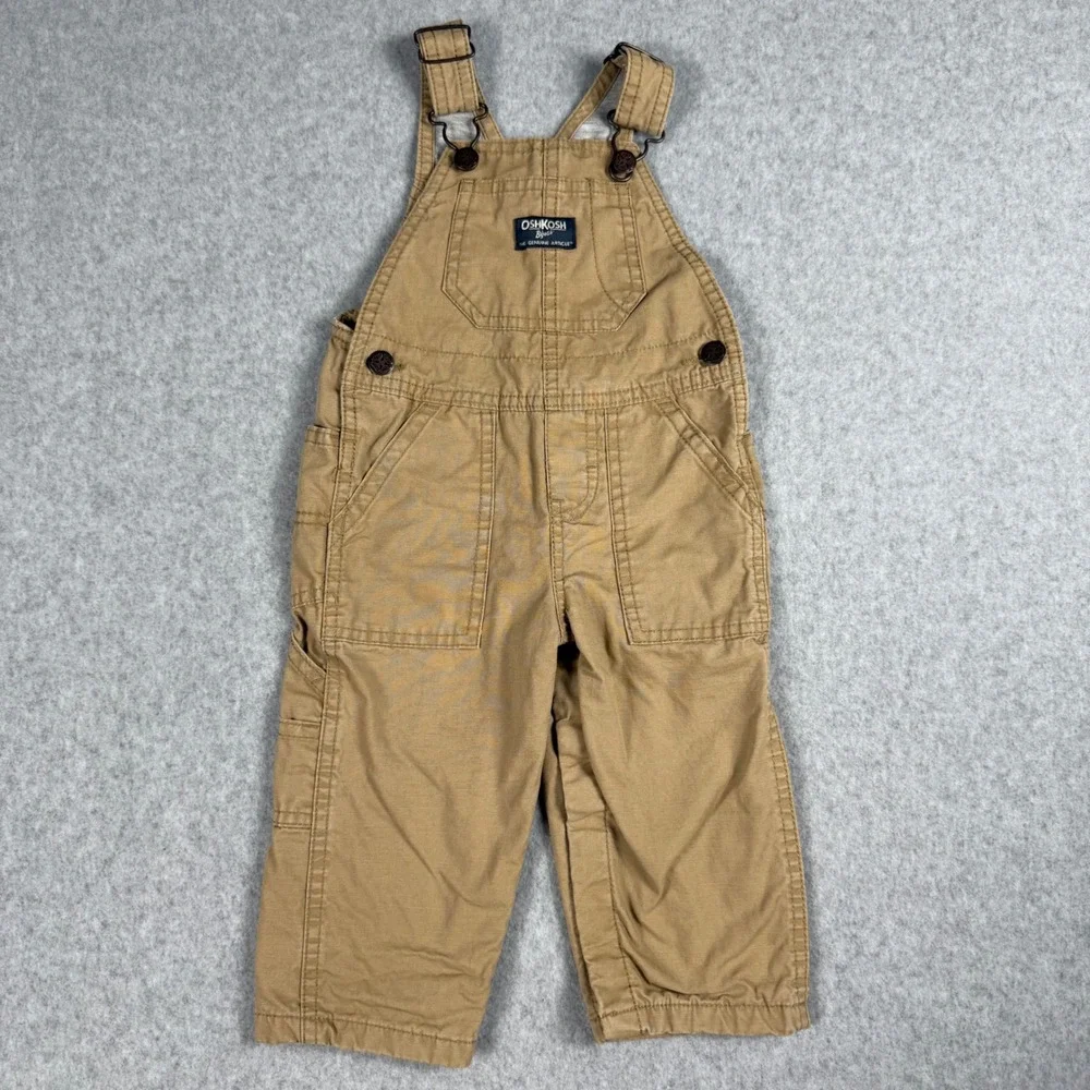 OshKosh Bgosh Canvas Overalls 12M Tan Vestbak Workwear Heritage Utility